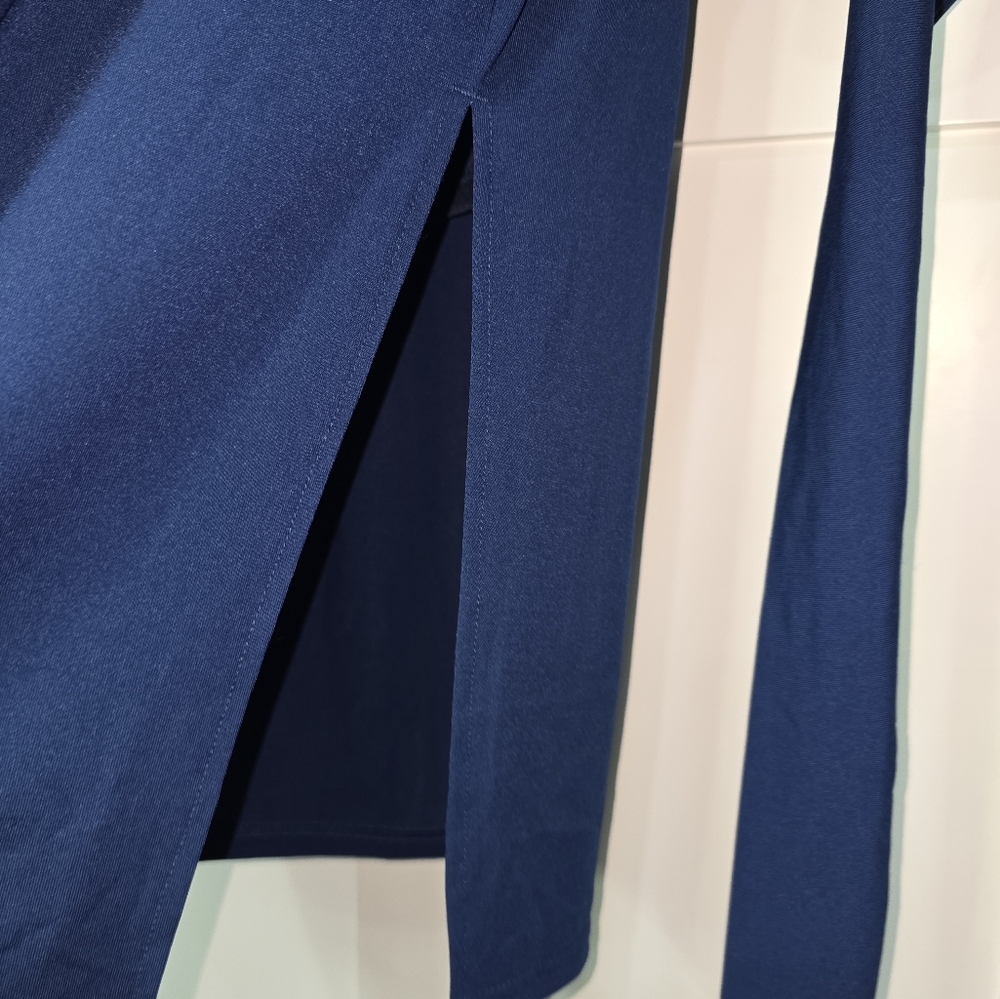 NWT Grace Karin Navy Blue One-Shoulder Faux Wrap Dress – Size Large - Picture 16 of 16